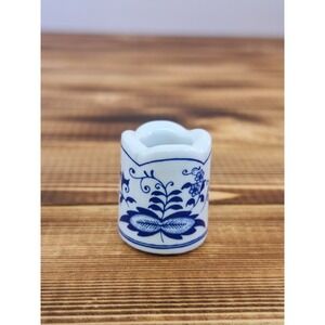 Miniature Blue onion pattern on white candle holder made in Germany‎ 1"